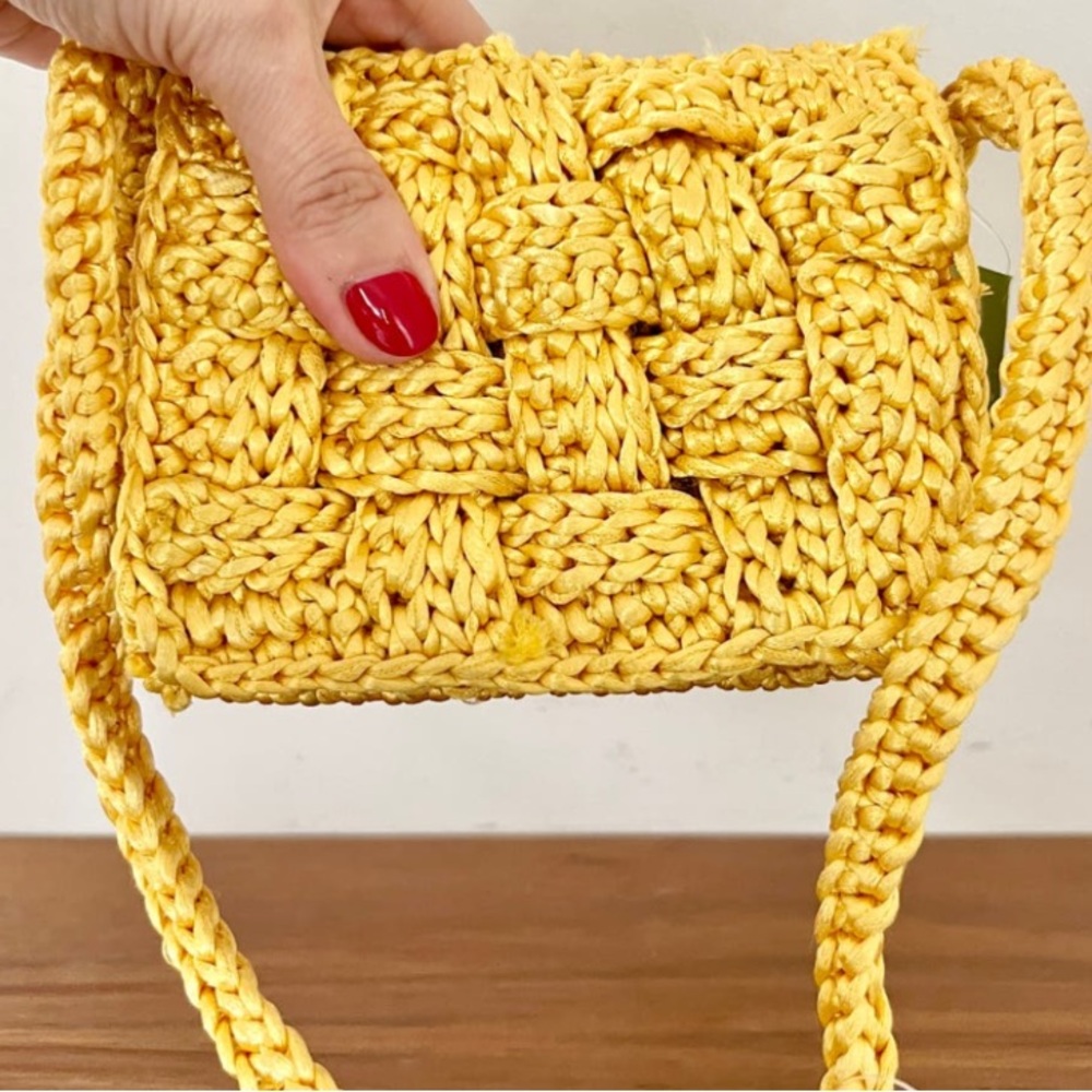 Free People Neon Mini Bag UO Morgan Shiny Knit Baguette Bag